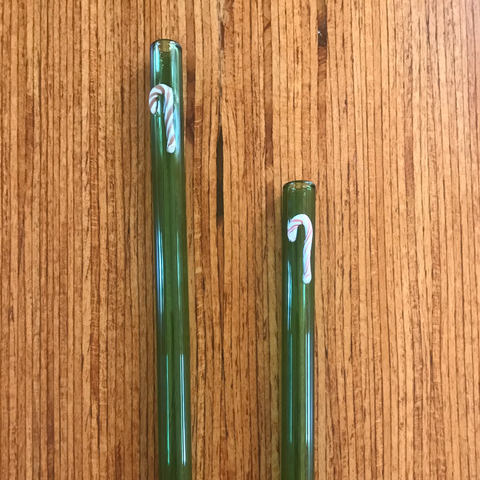 Candy Cane Glass Straw