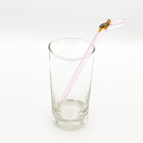 Glass Straw With Handmade Dolphin Figurine / Reusable Straw Cute